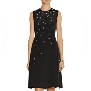 3.1 Phillip Lim black crystal-embellished SILK sleeveless A-line dress - Size 2